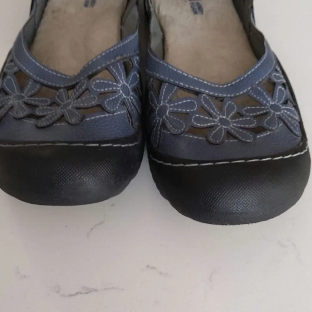 JBU By Jambu Mary Jane flats sz 10 Wom Wildflower Encore Denim blue leather - Picture 2 of 8